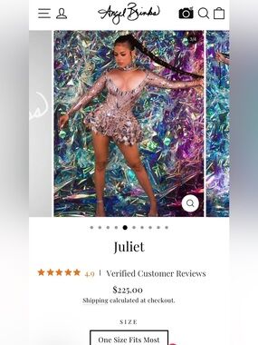 NWT Angel Brinks Fashion “Juliet” Mirror Mini Dress in Nude/Silver  - One Size